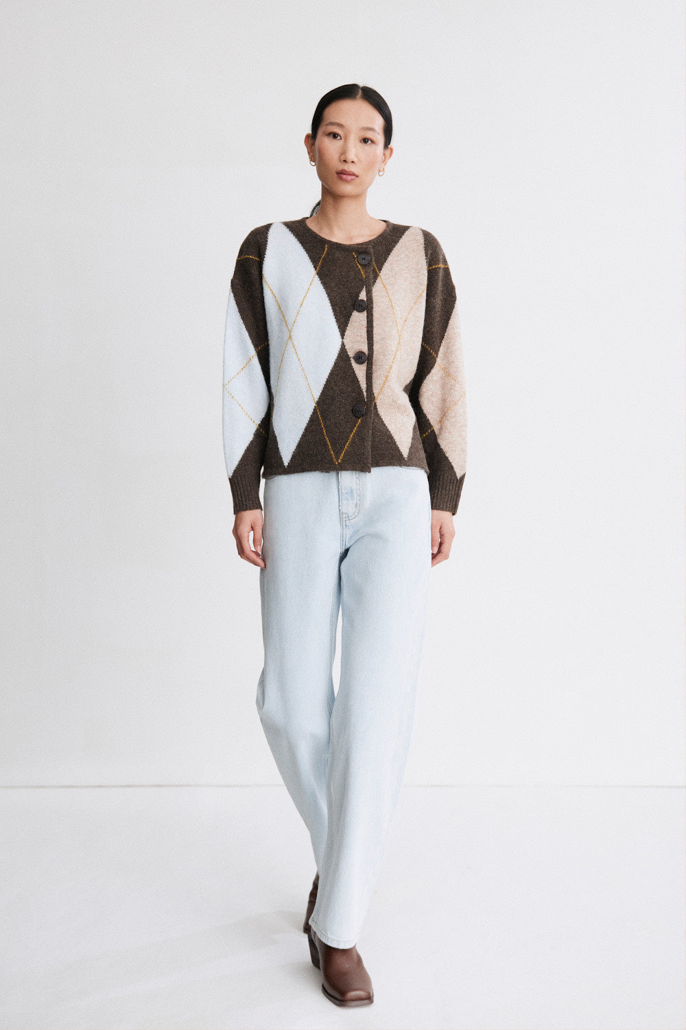 Cardigan Elowen Rombos Marrón
