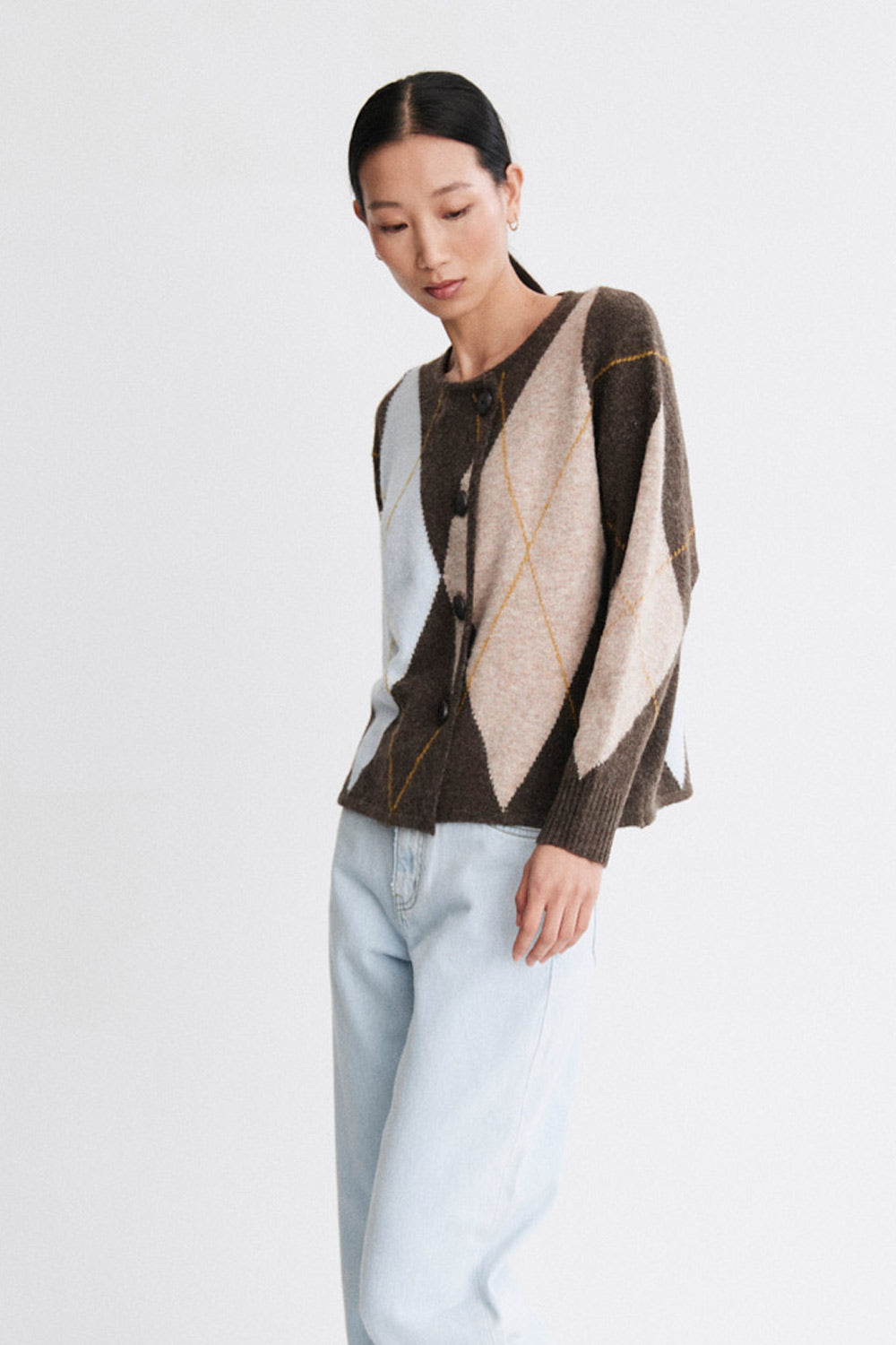 Cardigan Elowen Rombos Marrón
