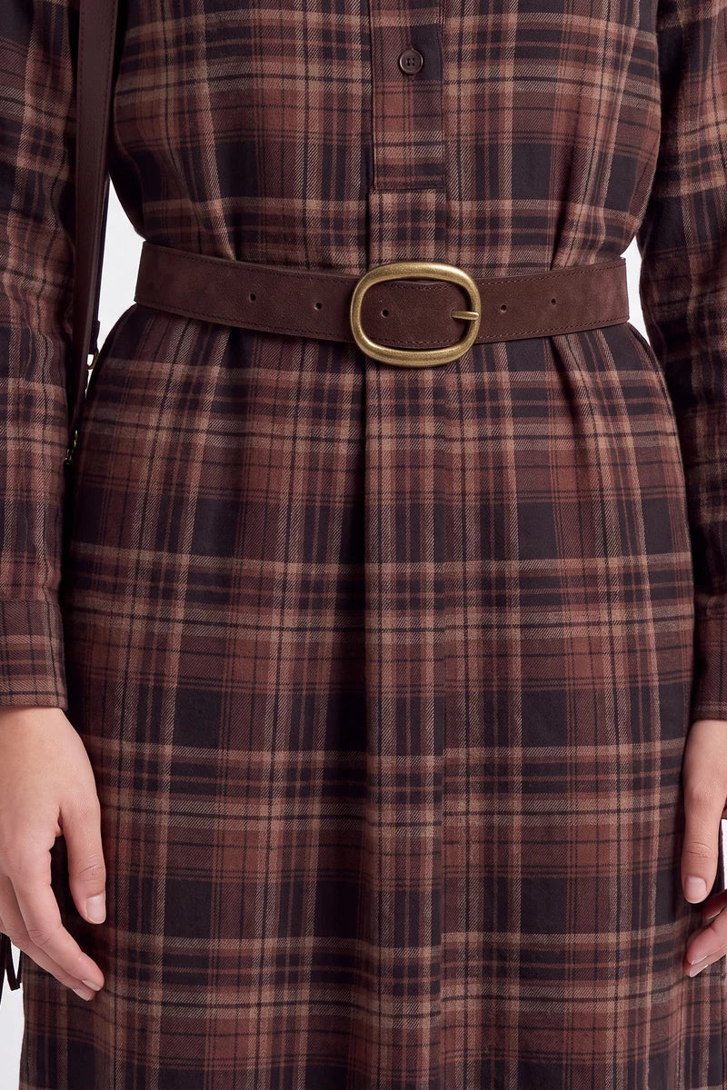 Vestido Cuadros Coraura Marrón