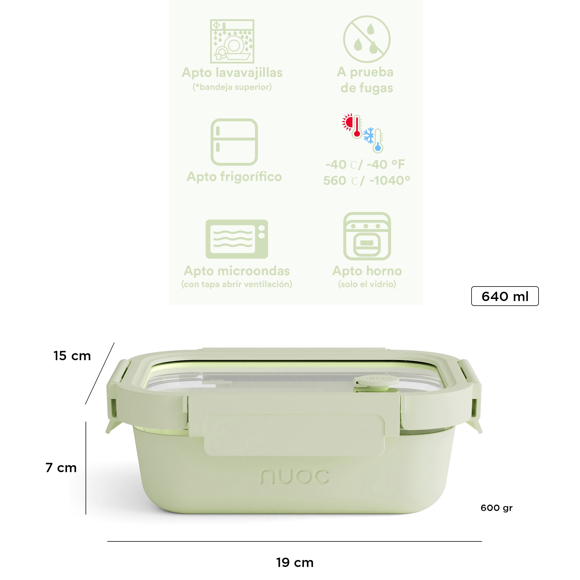 Tupper Nuoc - Norie 640ml Verde