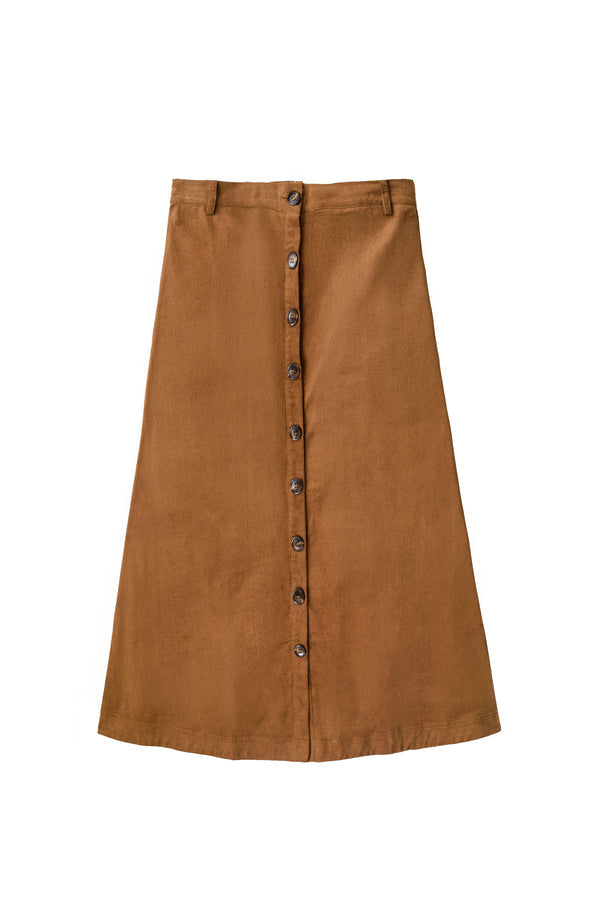 Falda Midi Pana Marrón Jael