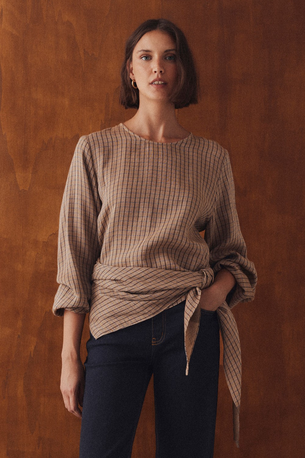 Blusa Cuadros Pañuelo Tessaro