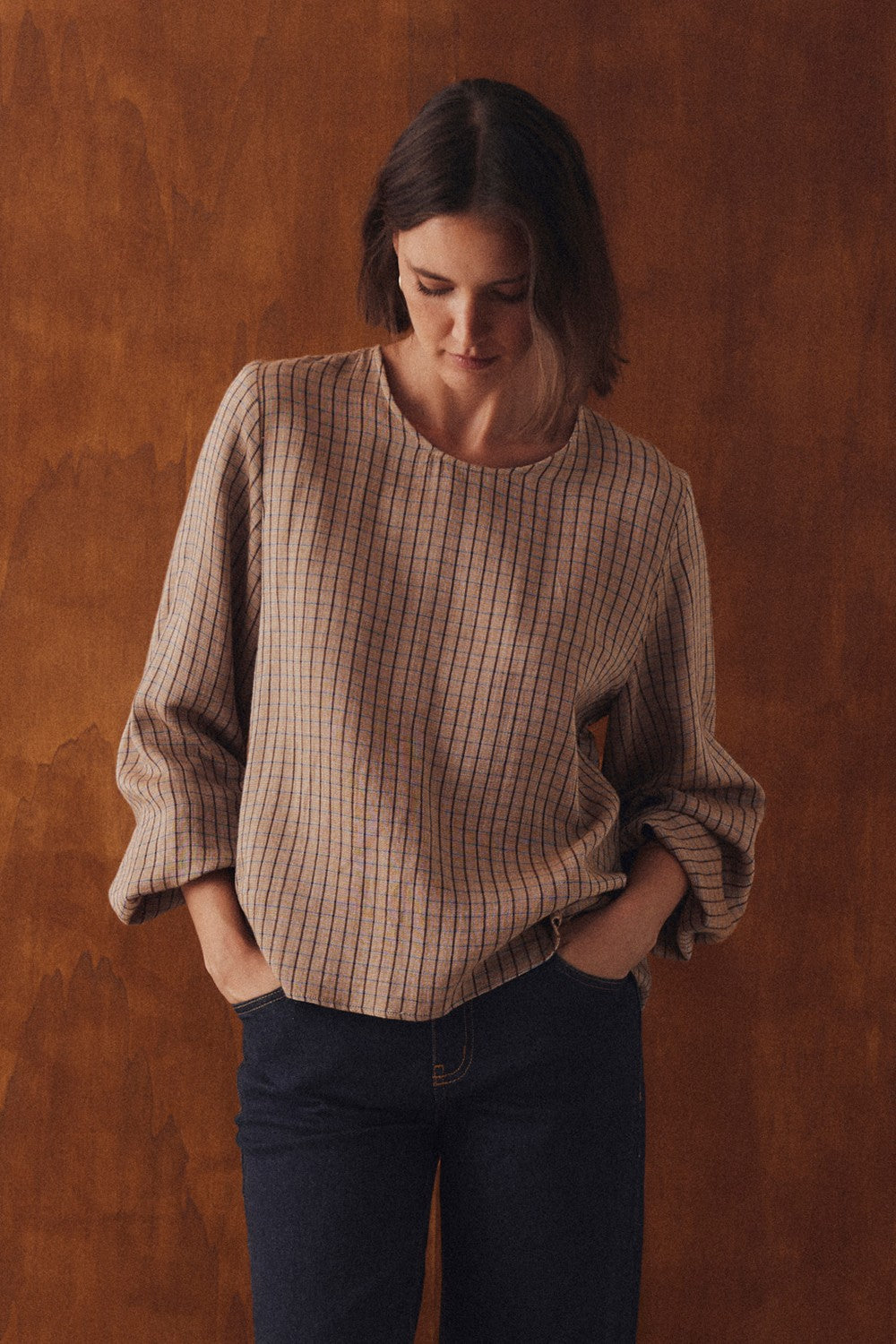 Blusa Cuadros Pañuelo Tessaro