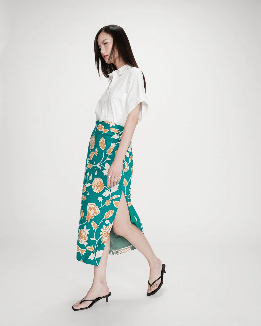 Falda Verde Floral Valandra