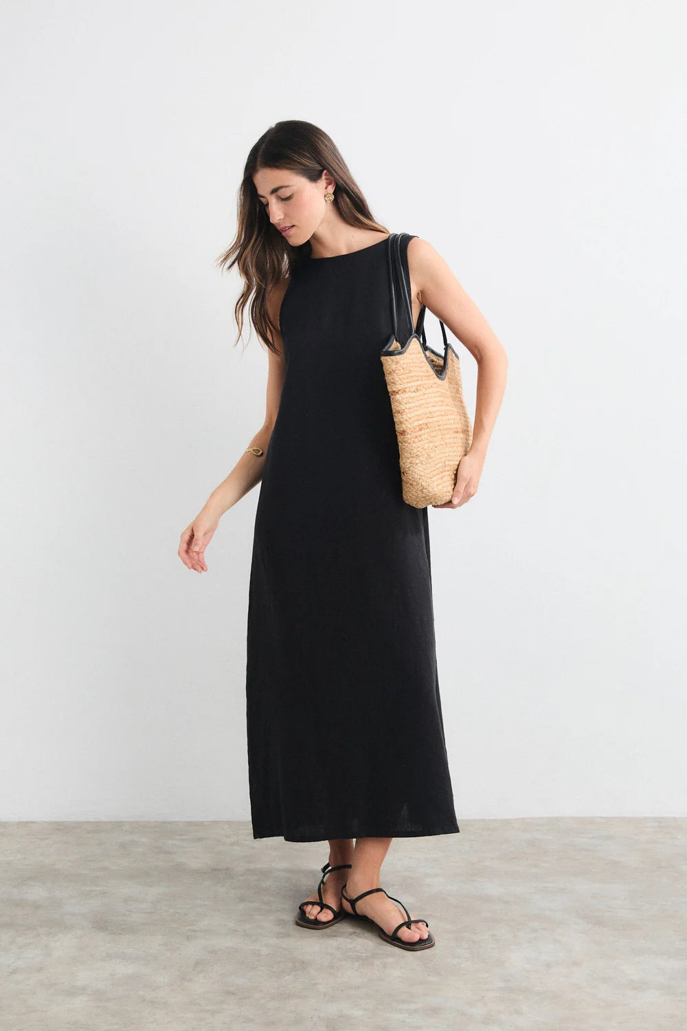 Vestido Lino Aurora Negro