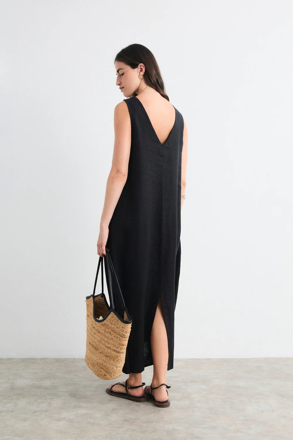Vestido Lino Aurora Negro