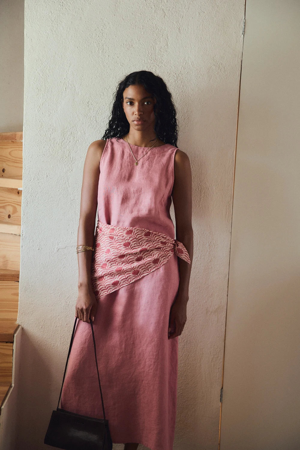 Vestido Lino Aurora Rosa