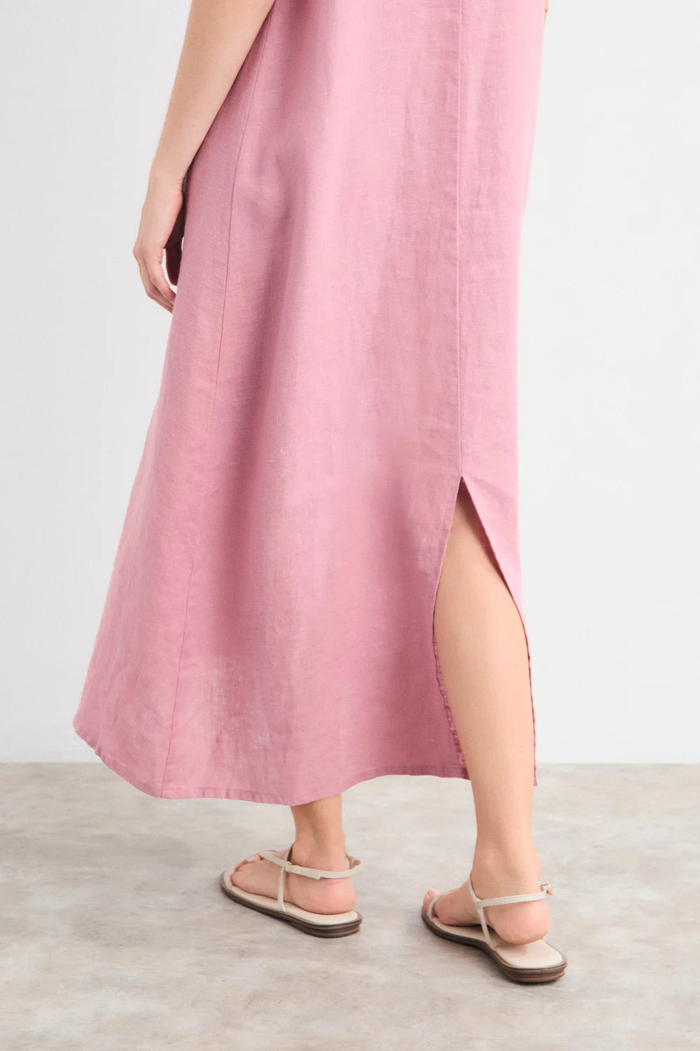 Vestido Lino Aurora Rosa